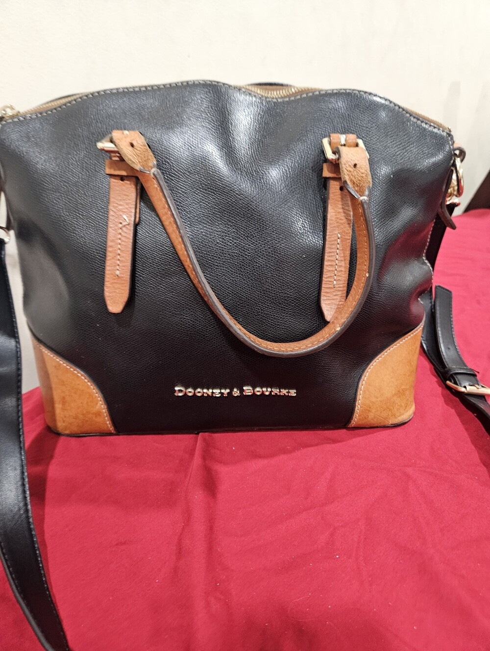 Dooney & Bourke Black and Brown Leather Satchel